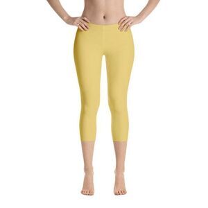 Set of Two Pastel Yellow 3 Quarter  Capri Leggings Bottoms Pants b15